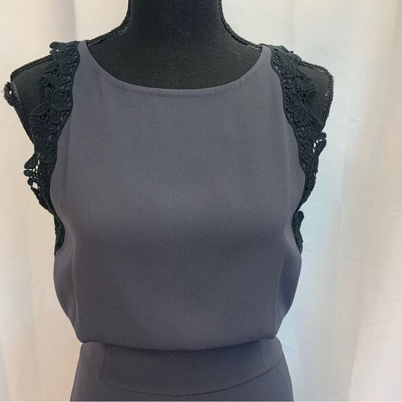 ARITZIA wilfred gray black lace open back sleeveless midi dress Sz 2 - Picture 6 of 16